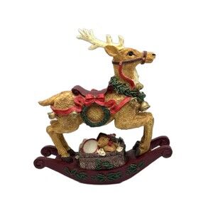 Vintage Hand Painted Christmas Musical Rocking Reindeer Plays Jungle Bells